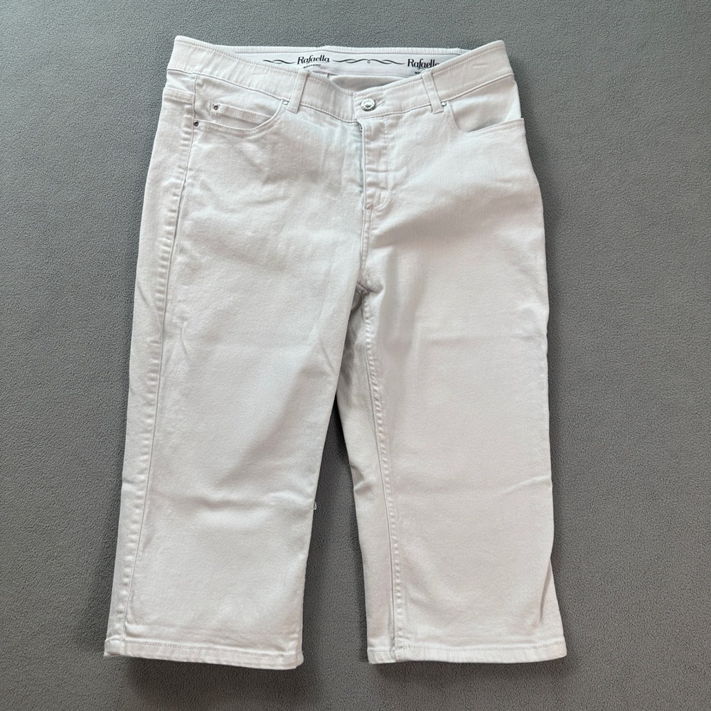 Rafaella Jeans Cropped Womens 12 White Weekend High Rise Straight Leg Denim